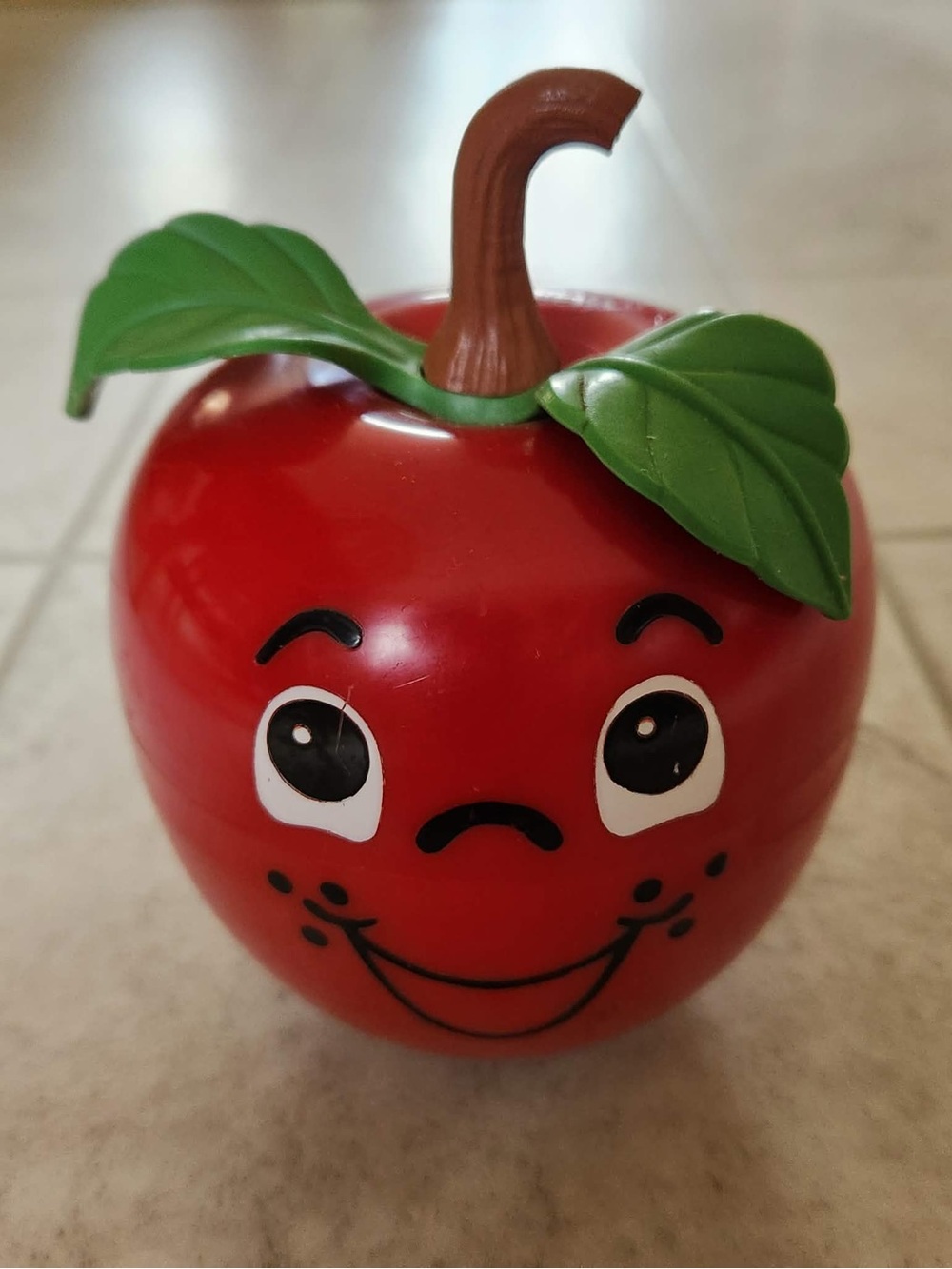 Vintage 1972 Fisher Price Happy Apple Long Stem Wobble Chime Toy Collectable
